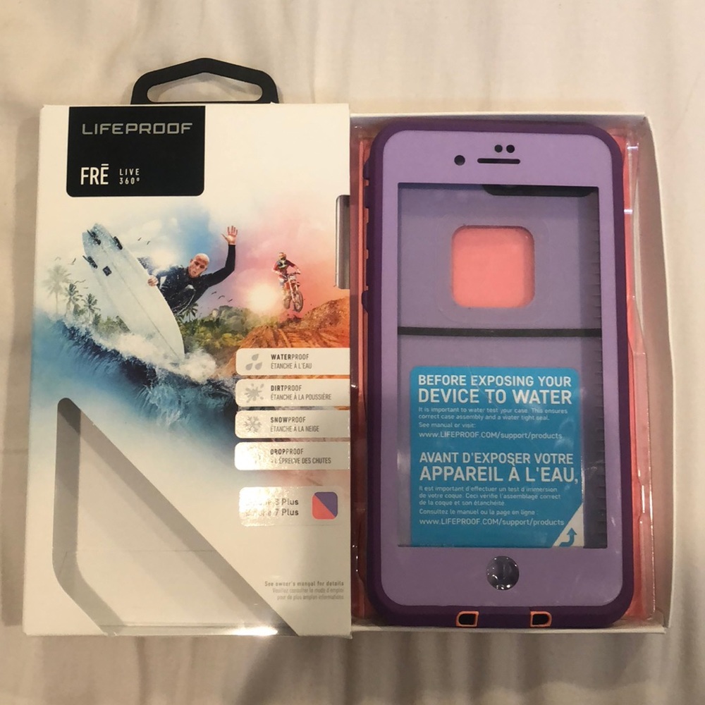 purple and pink lifeproof case for iphone 8+ or 7+
